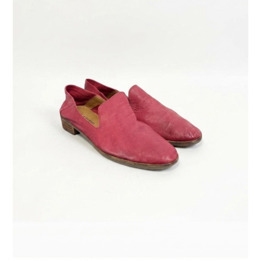 Lucky Brand Cahill Pink Leather D'Orsay‎ Loafer Flats Womens 8M Raspberry Red